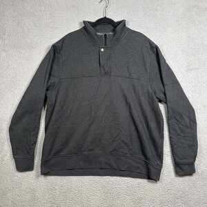 Orvis Sweatshirt Mens 2XL Charcoal Quarter Zip Snap Mock Neck Fleece Lined